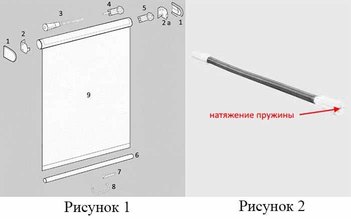 Рулонная штора с пружинным механизмом